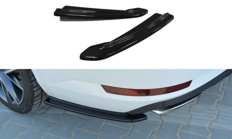 Maxton Heck Ansatz Flaps Diffusor für Skoda Superb Mk3 Hatchback / Kombi schwarz Hochglanz SK-SU-3-RSD1-G