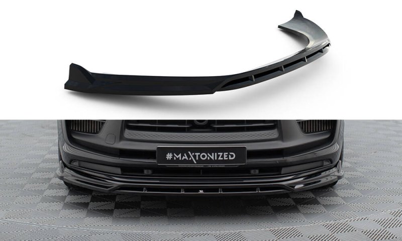 Maxton Front Ansatz Porsche Macan GTS Mk1 Facelift 2 schwarz Hochglanz PO-MA-1F-GTS-FD1G+FD1R-G