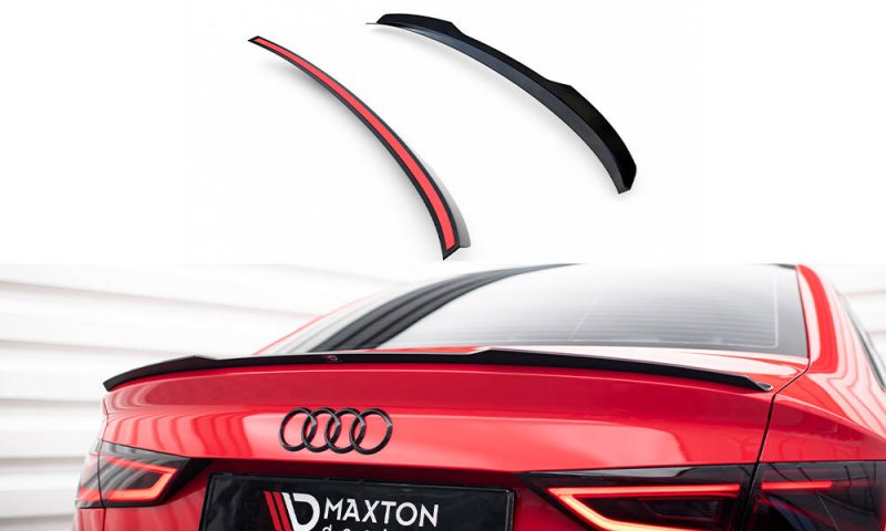 Maxton Spoiler CAP Abrisskante Audi A3 / A3 S-Line / S3 / RS3 Limousine 8V schwarz Hochglanz AU-A3-8V-S-CAP1-G