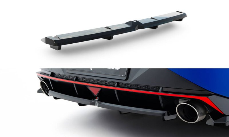 Maxton Mittlerer Diffusor Heck Ansatz DTM Look Hyundai Elantra N Mk7 schwarz Hochglanz HY-EL-7-N-RD1G+RD2-G