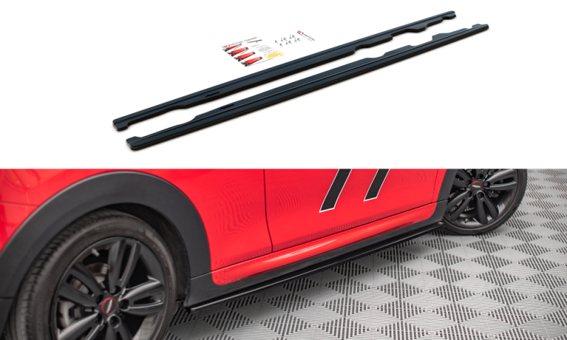 Maxton Seitenschweller Ansatz für Mini Cooper S John Cooper Works F56 schwarz Hochglanz MC-S-3-56-JCW-SD1-G