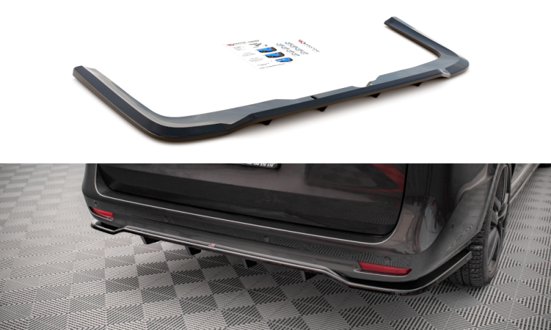 Maxton Mittlerer Diffusor Heck Ansatz DTM Look für Mercedes-Benz V-Klasse AMG-Line W447 Facelift schwarz Hochglanz ME-V-447F-AMGLINE-RD1G+RD2-G