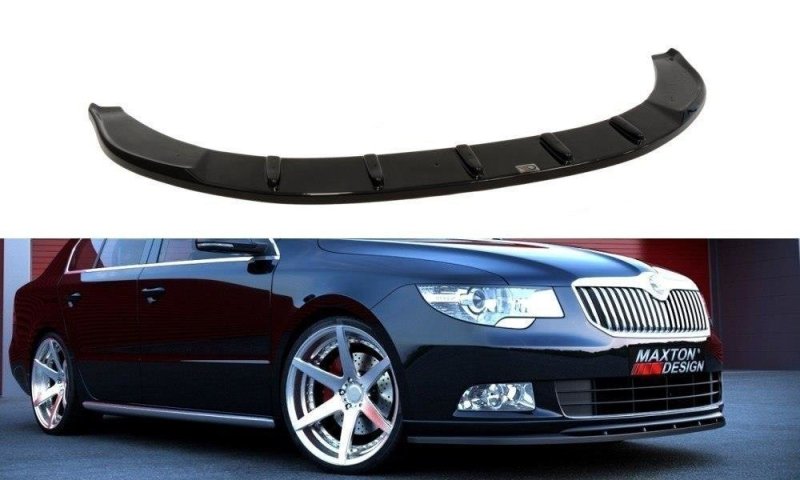 Maxton Front Ansatz für Skoda Superb Mk2 (Fur Sport Frontansatz) schwarz Hochglanz SK-SU-2-SPORT-FD1-G