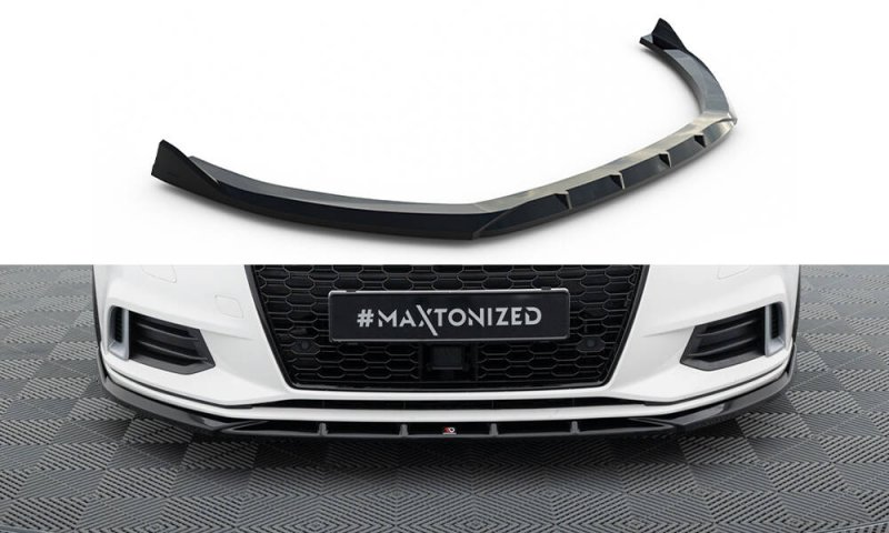 Maxton Front Ansatz Audi A3 Limousine 8V Facelift schwarz Hochglanz AU-A3-8VF-S-FD1-G