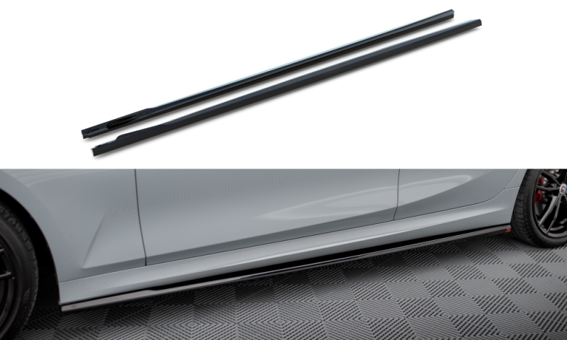 Maxton Seitenschweller Ansatz für BMW 3er M340i / M-Paket G20 / G20 Facelift schwarz Hochglanz BM-3-G20F-MPACK-SD1-G