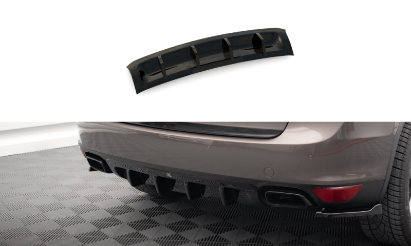 Maxton Diffusor Heck Ansatz für Porsche Cayenne Mk2 schwarz Hochglanz PO-CAY-2-RS1-G