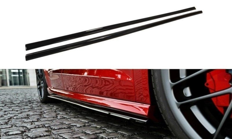 Maxton Seitenschweller Ansatz für Audi S3 / A3 S-Line 8V / 8V FL Sportback schwarz Hochglanz AU-S3-3-SD1-G