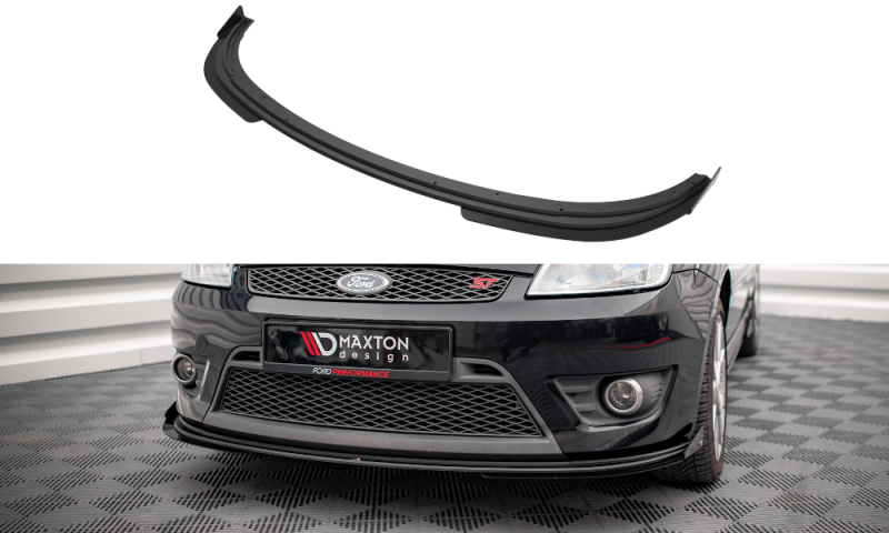 Maxton Street Pro Front Ansatz für +Flaps für V.1 + Flaps Ford Fiesta ST Mk6 schwarz Hochglanz FOFI6STCNC-FD1B+FSF1-G