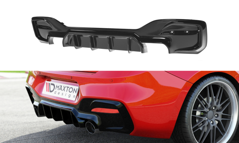 Maxton Diffusor Heck Ansatz für Bmw 1 F20/ F21 Facelift M-Power schwarz Hochglanz BM-1-F20F-M-RS1-G