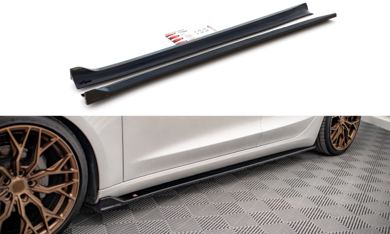 Maxton Seitenschweller Ansatz für V.2 für Tesla Model 3 schwarz Hochglanz TE-MODEL3-1-SD2-G