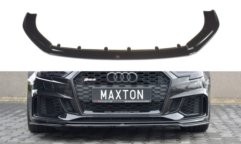 Maxton Front Ansatz V.2 für Audi RS3 8V FL Sportback schwarz Hochglanz AU-RS3-8VF-FD2-G