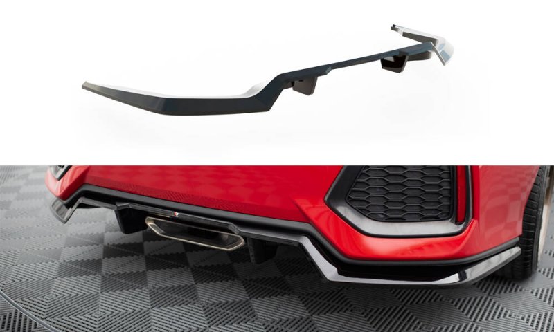 Maxton Mittlerer Cup Diffusor Heck Ansatz Honda Civic SI Mk10 schwarz Hochglanz HO-CI-10-SI-RD1G+RD2-G