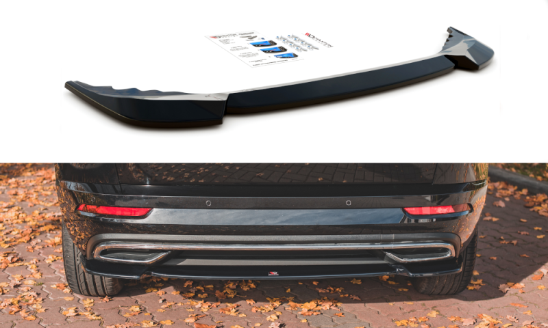 Maxton Mittlerer Diffusor Heck Ansatz für Skoda Karoq Sportline schwarz Hochglanz SK-KA-1-SL-RD1-G