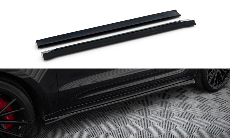Maxton Seitenschweller Ansatz Porsche Macan T / GTS Mk1 Facelift 2  schwarz Hochglanz PO-MA-1F2-T-SD1-G