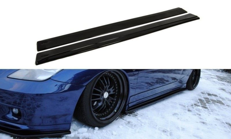 Maxton Seitenschweller Ansatz für TOYOTA CELICA T23 TS vor Facelift schwarz Hochglanz TO-CE-7-SD1-G