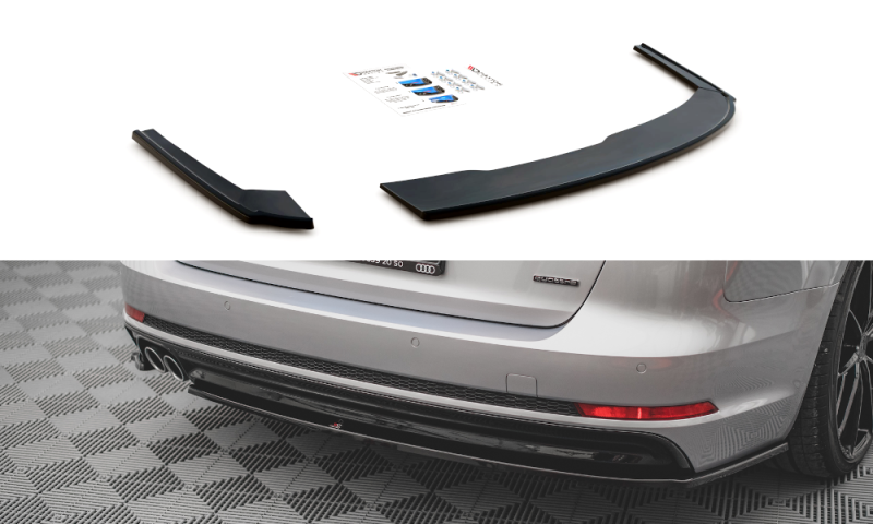 Maxton Heck Ansatz Flaps Diffusor V.2 für Audi A4 S-Line B9 schwarz Hochglanz AU-A4-B9-SLINE-RSD2-G