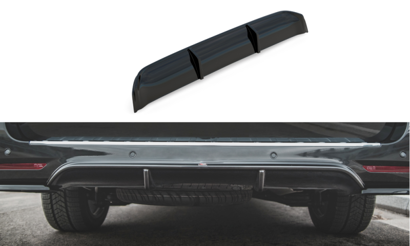 Maxton Diffusor Heck Ansatz für Mercedes-Benz V-Klasse AMG-Line W447 Facelift schwarz Hochglanz ME-V-447F-AMGLINE-RS1-G