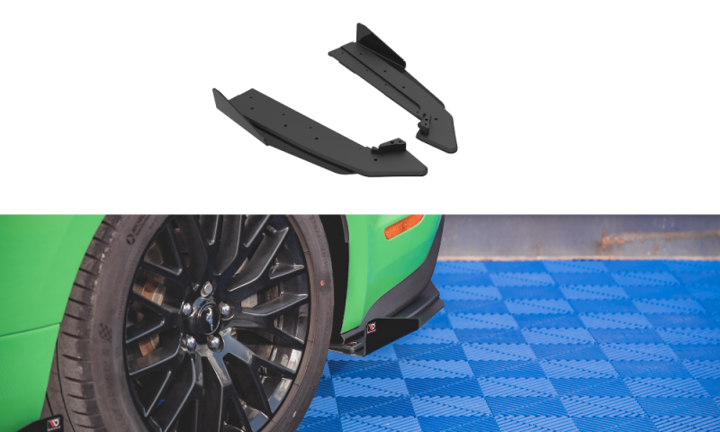 Maxton Street Pro Heck Ansatz Flaps Diffusor V.1 +Flaps für Ford Mustang GT Mk6 Facelift schwarz Hochglanz FOMU6FGTCNC-RSD1B+RSF1-G