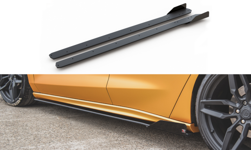 Maxton Racing Seitenschweller Ansatz + Flaps Ford Focus ST / ST-Line Mk4 schwarz Hochglanz FOFO4STCNC-SD1B+SRF1-G