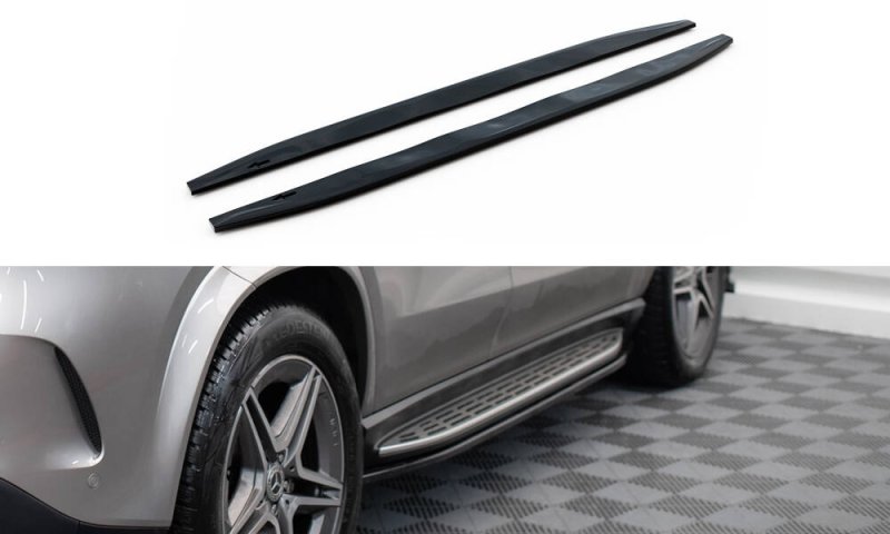 Maxton Seitenschweller Ansatz Mercedes-AMG / AMG-Line GLE SUV W167 / W167 Facelift schwarz Hochglanz ME-GLE-X167-AMGLINE-SD1-G