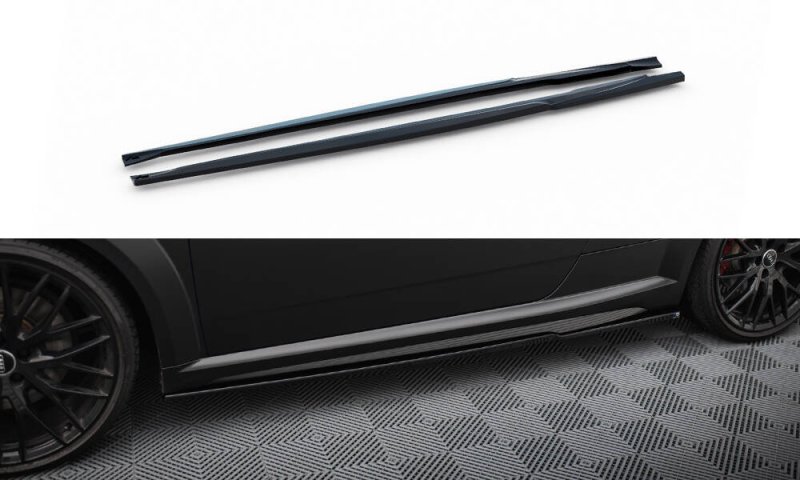 Maxton Seitenschweller Ansatz Audi TT S / TT S-Line 8S Facelift schwarz Hochglanz AU-TT-3F-S-SD1-G