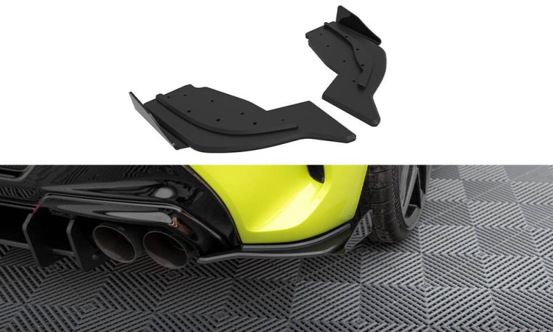 Maxton Street Pro Heck Ansatz Flaps Diffusor V.2 + Flaps V.2 BMW 1er F40 M-Paket / M135i schwarz Hochglanz BM140MPACKCNC-RSD2B+RSF2-G