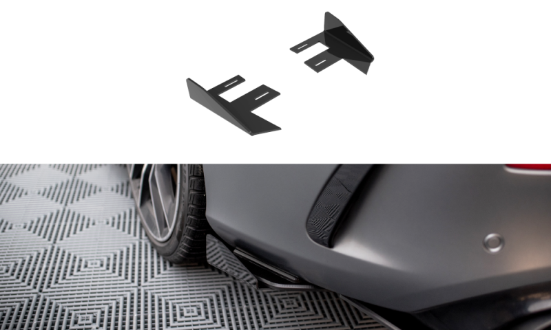 Maxton Hintere Seiten Flaps Mercedes-AMG C43 Coupe / Cabrio C205 Facelift / A205 Facelift schwarz Hochglanz MEC205F43CCNC-RSF1-G