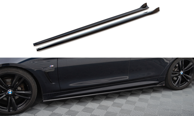Maxton Seitenschweller Ansatz V.3 BMW 4er Coupe / Gran Coupe / Cabrio M-Paket F32 / F36 / F33 schwarz Hochglanz BM-4-F36-GC-MPACK-SD1-G