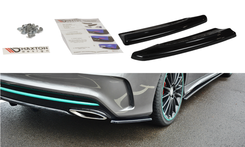 Maxton Heck Ansatz Flaps Diffusor für Mercedes CLA C117 AMG-LINE FACELIFT schwarz Hochglanz ME-CLA-117F-AMGLINE-RSD1-G