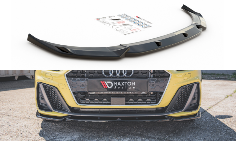 Maxton Front Ansatz V.3 für Audi A1 S-Line GB schwarz Hochglanz AU-A1-GB-SLINE-FD3-G
