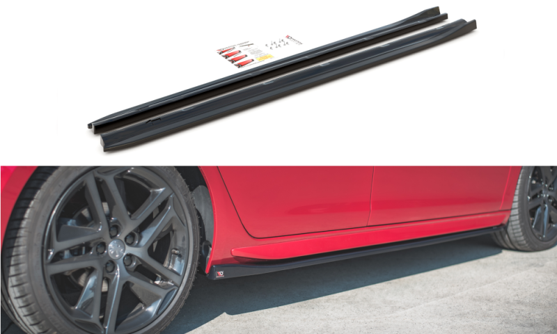 Maxton Seitenschweller Ansatz für Peugeot 308 GT Mk2 Facelift schwarz Hochglanz PE-308-2F-GT-SD1-G