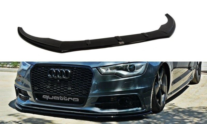 Maxton Front Ansatz V.1 für Audi S6 / A6 S-Line C7 schwarz Hochglanz AU-A6-C7-SLINE-FD1-G