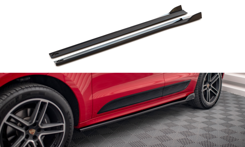 Maxton Seitenschweller Ansatz für Porsche Macan Mk1 Facelift schwarz Hochglanz PO-MA-1F-SD1-G