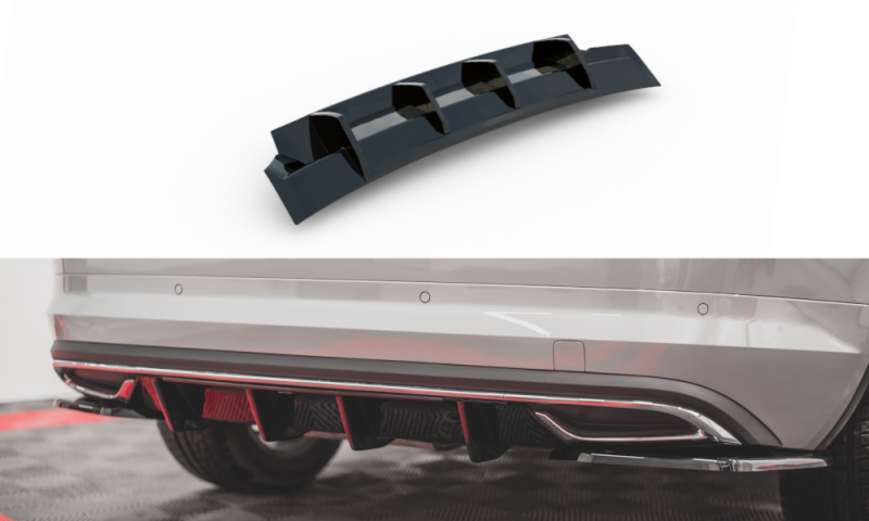 Maxton Diffusor Heck Ansatz für Skoda Kodiaq Mk1 Sportline schwarz Hochglanz SK-KO-1-SL-RS1G+RS1R-G
