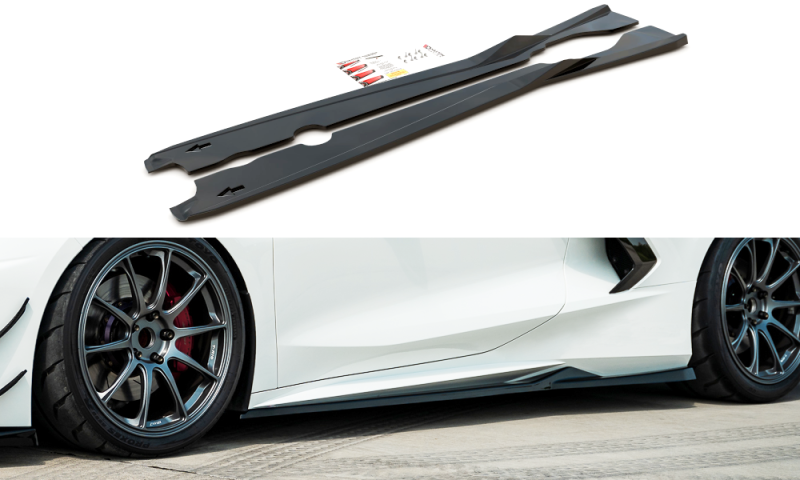 Maxton Seitenschweller Ansatz für Chevrolet Corvette C8 schwarz Hochglanz CH-CO-C8-SD2-G