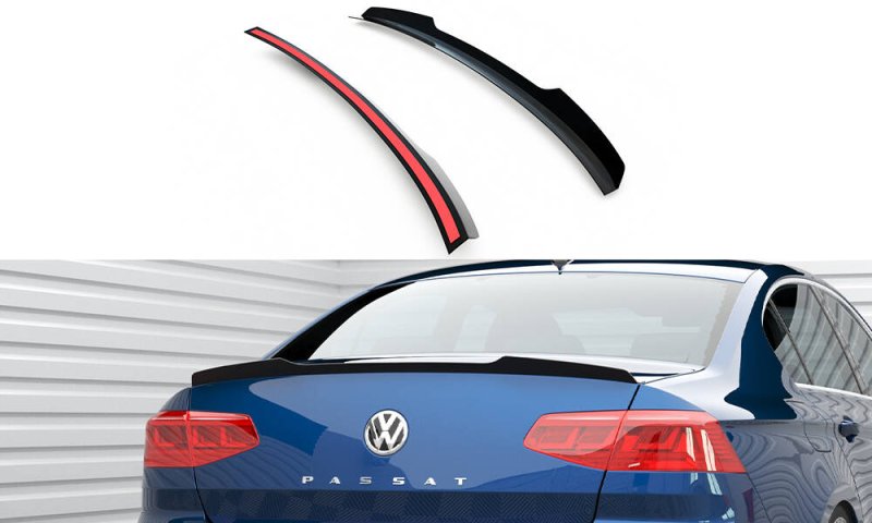 Maxton Spoiler CAP Abrisskante VW Passat Limousine R-Line Mk8 schwarz Hochglanz VW-PA-B8-RLINE-S-CAP1-G