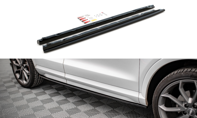 Maxton Seitenschweller Ansatz für Audi Q3 8U Facelift schwarz Hochglanz AU-Q3-1F-SLINE-SD1-G