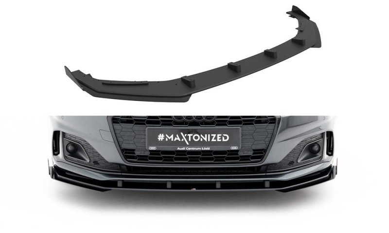 Maxton Street Pro Front Ansatz + Flaps Audi A5 F5 Facelift schwarz Hochglanz AUA52FSBCNC-FD1B+FSF1-G