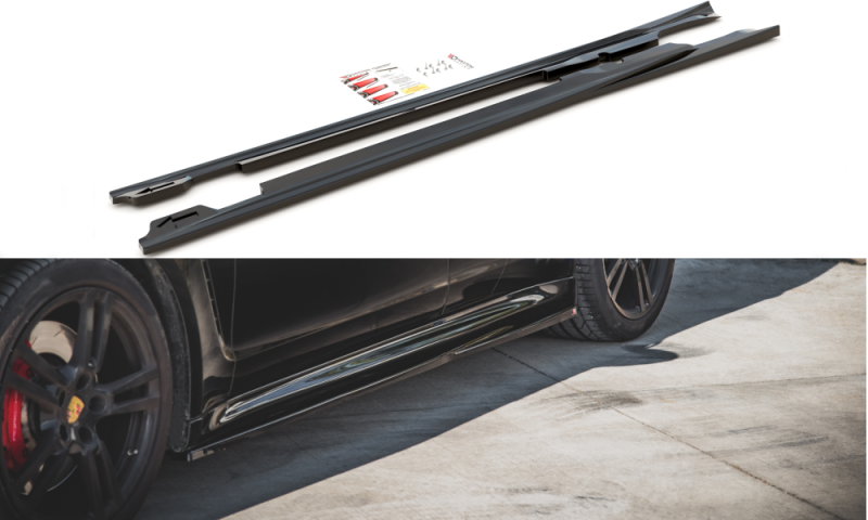 Maxton Seitenschweller Ansatz für V.1 für Porsche Panamera Turbo 970 Facelift schwarz Hochglanz PO-PA-970-T-SD1-G