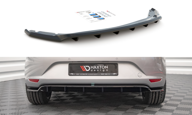 Maxton Mittlerer Diffusor Heck Ansatz DTM Look für Seat Leon Hatchback Mk3 schwarz Hochglanz SE-LE-3-RD1G+RD2-G