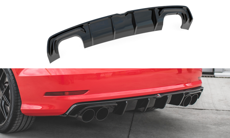 Maxton Diffusor Heck Ansatz für Audi S3 Limousine 8V schwarz Hochglanz AU-S3-3-S-RS1-G