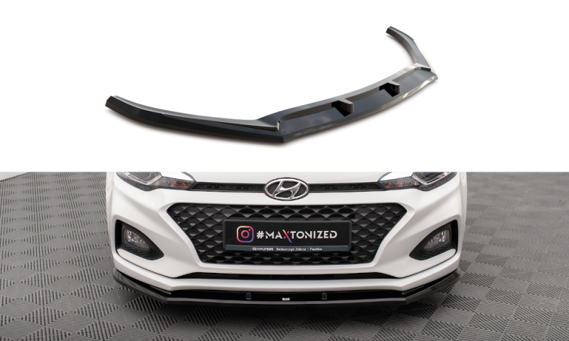 Maxton Front Ansatz V.1 für Hyundai I20 Mk2 Facelift schwarz Hochglanz HY-I20-2F-FD1-G