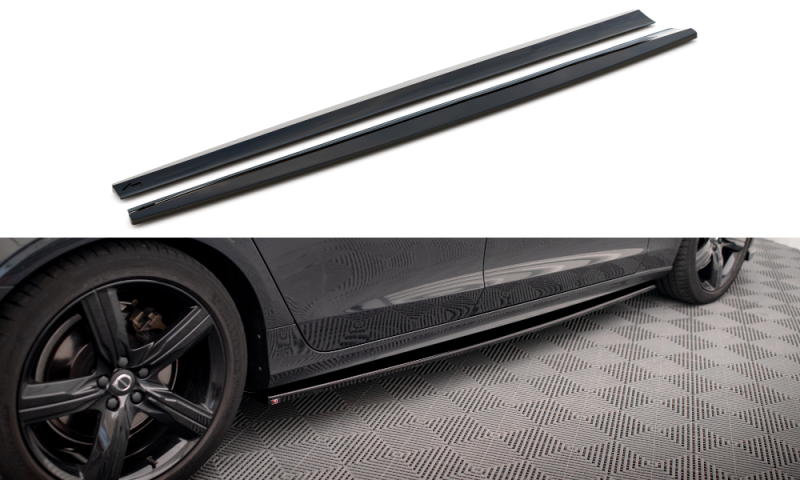 Maxton Seitenschweller Ansatz für Volvo V90 R-Design Mk2 schwarz Hochglanz VO-V90-2-RDESIGN-SD1-G