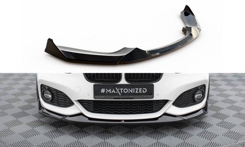 Maxton Front Ansatz V.4 CSL Look BMW 1er M-Paket / M140i F20 Facelift schwarz Hochglanz BM-1-F20F-M-FD4-G