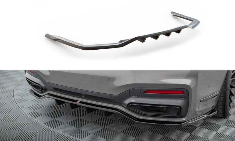 Maxton Mittlerer Cup Diffusor Heck Ansatz V.2 BMW 7 M-Paket G11 / G12 Facelift schwarz Hochglanz BM-7-11F-MPACK-RD3G+RD4-G