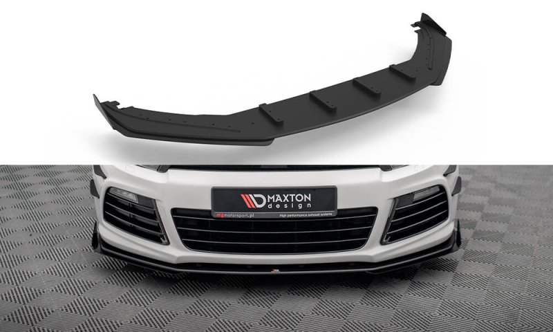 Maxton Street Pro Front Ansatz + Flaps VW Scirocco R Mk3 schwarz Hochglanz VWSC3RCNC-FD2B+FSF1-G