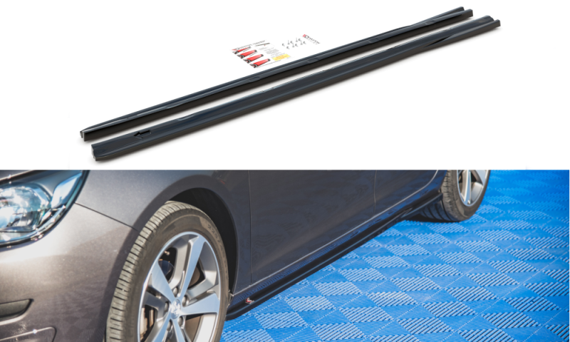 Maxton Seitenschweller Ansatz für Peugeot 308 Mk2 Facelift schwarz Hochglanz PE-308-2F-SD1-G