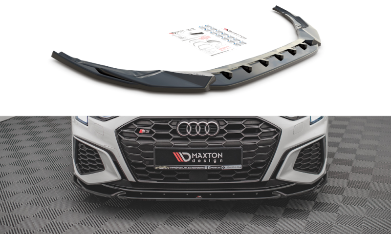 Maxton Front Ansatz V.3 für Audi S3 / A3 S-Line 8Y schwarz Hochglanz AU-A3-8Y-SLINE-FD3-G