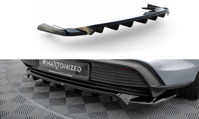 Maxton Mittlerer Cup Diffusor Heck Ansatz Porsche Taycan / Taycan 4 / Taycan 4S / Taycan GTS Mk1 schwarz Hochglanz PO-TAY-1-RD1G+RD2-G
