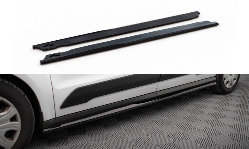 Maxton Seitenschweller Ansatz Ford Transit Connect L2 Mk2 Facelift schwarz Hochglanz FO-TR-CON-3-SD1-G